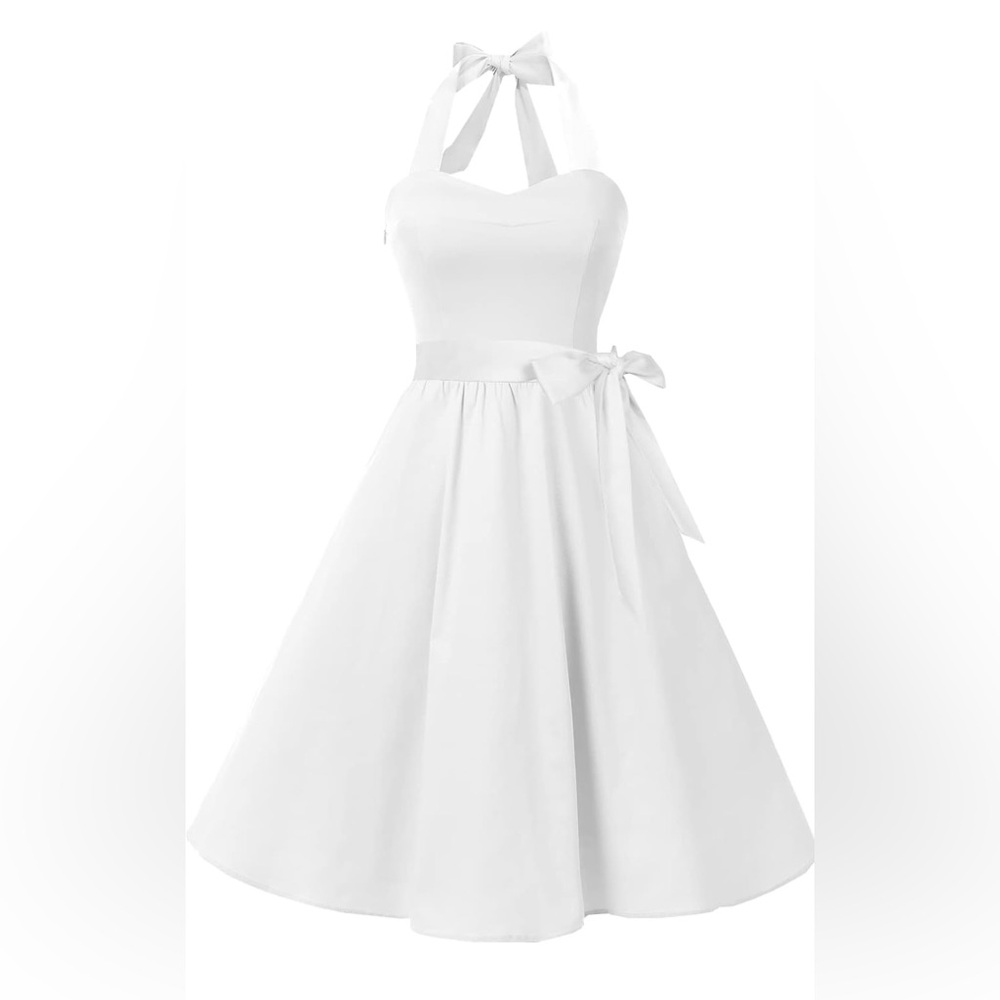 Elegant White Halter Dress